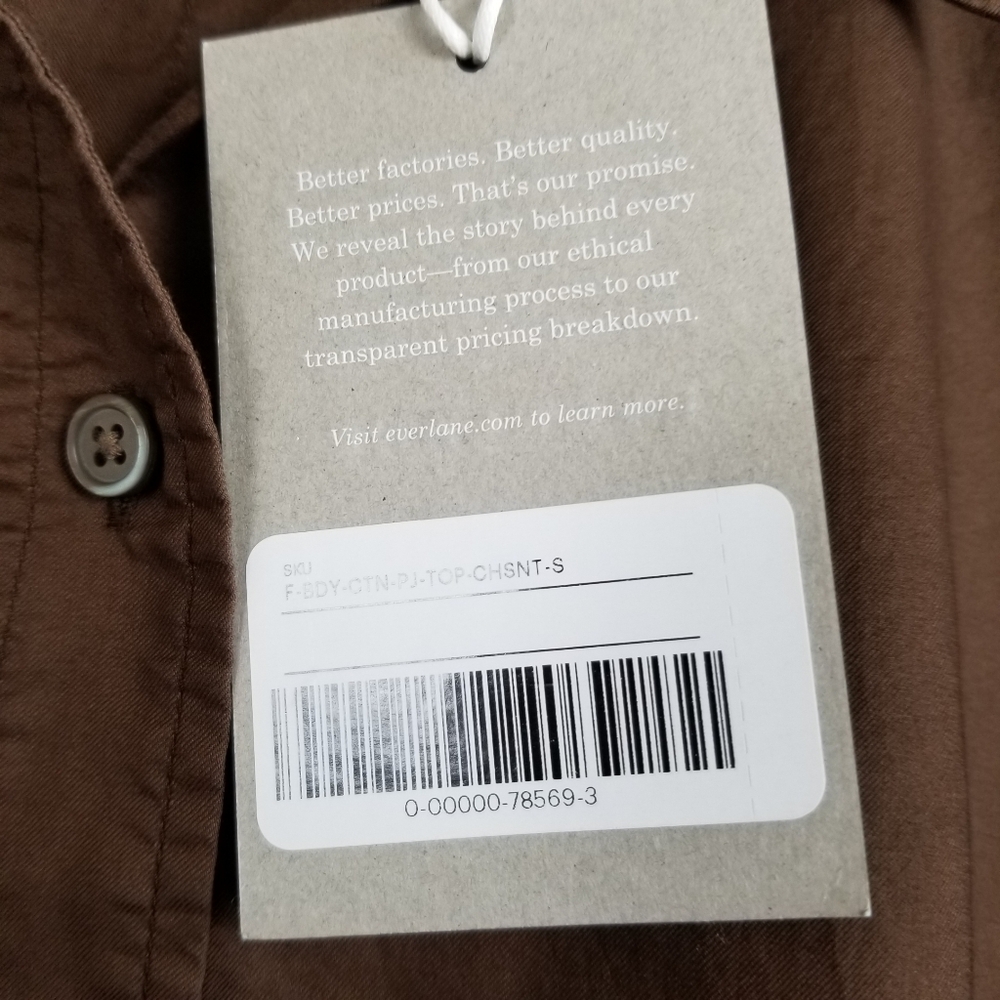 Everlane The Woven Cropped Cotton Button Down PJ Top Small NWT - Picture 7 of 7